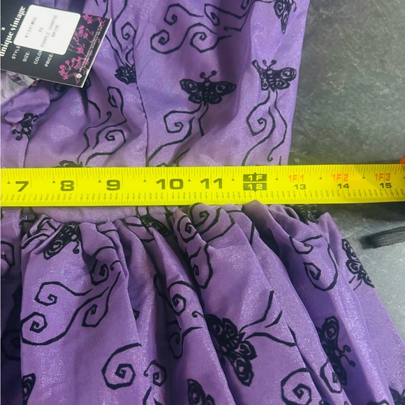 Unique Vintage x Corpse Bride women’s purple embroidered swing dress Sz XS NEW - Picture 4 of 13